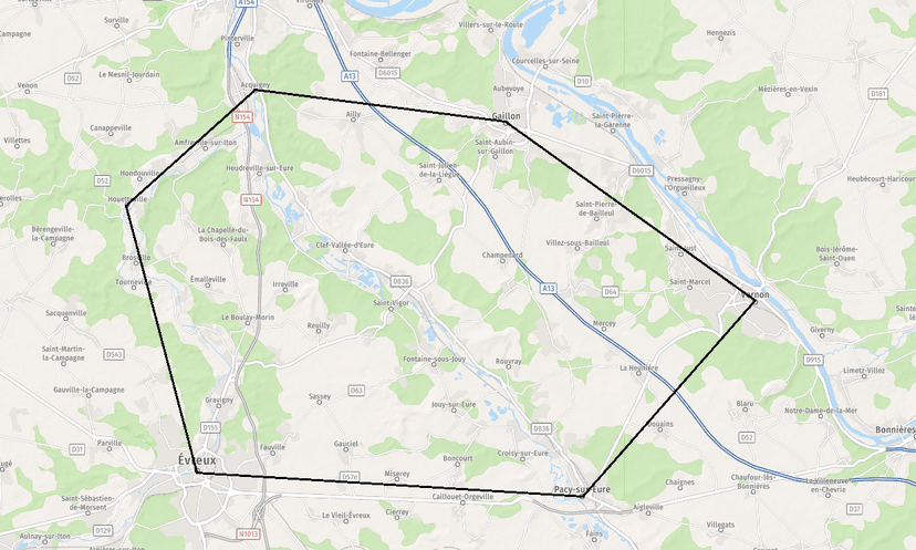 Agrandir la carte Carte de l'Eure - zone d'intervention